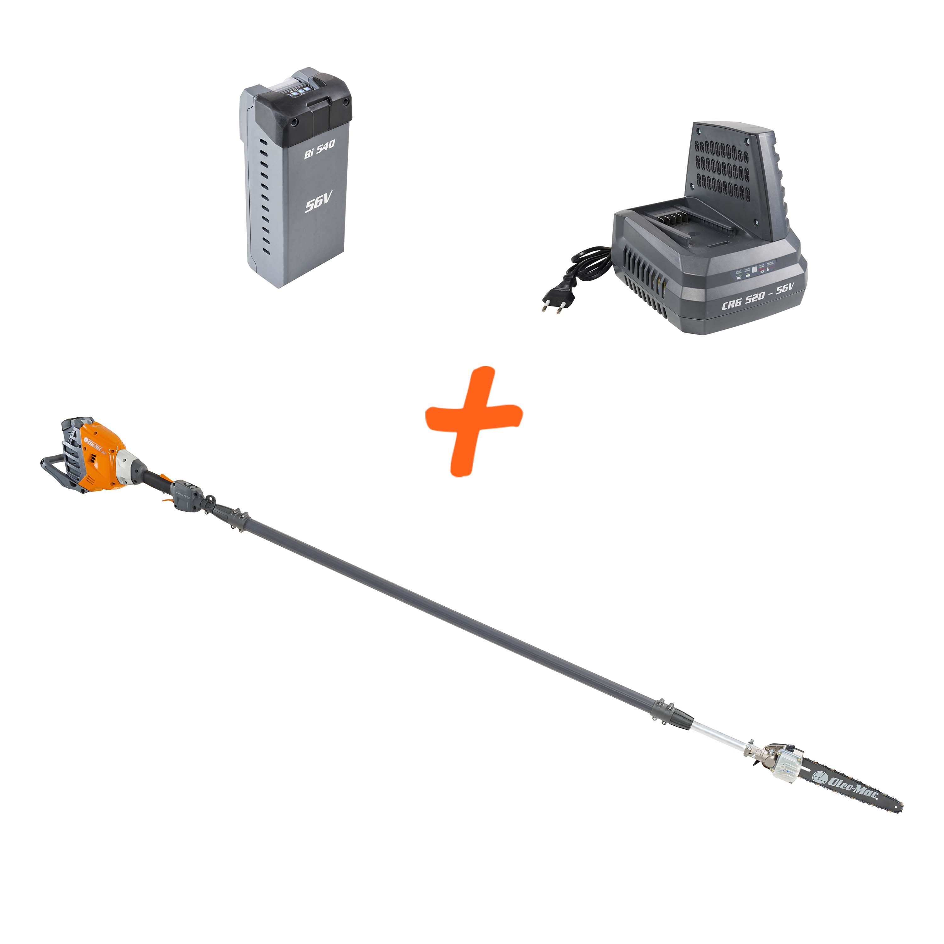 oleo-mac-ppxi-530-kit-56v-elagueuse-sur-perche-batterie-4-ah-chargeur image 1